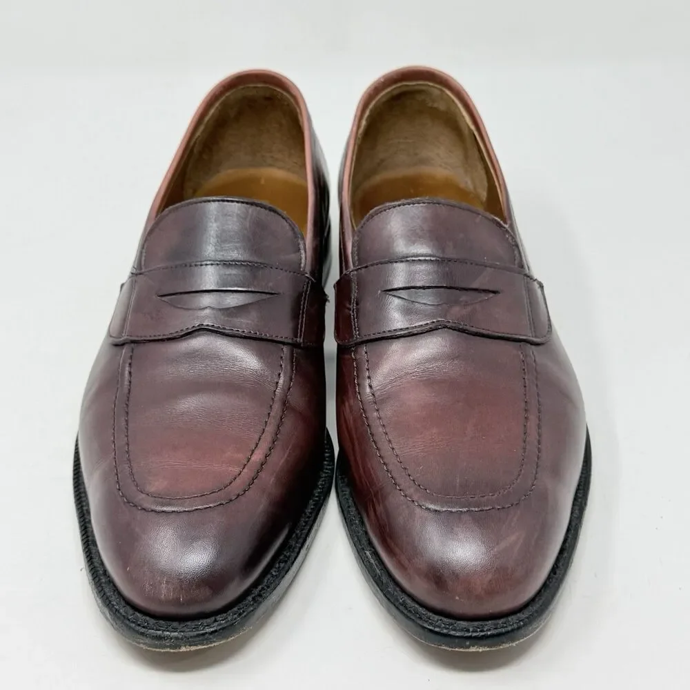 Allen Edmonds Lake Forest Penny Loafers Mens 9.5 D Burgundy Leather Dress Shoes